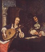 TERBORCH, Gerard Woman Playing the Lute st oil painting on canvas